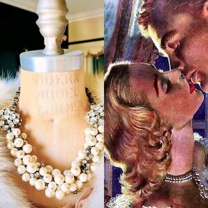♥️ Bib Necklace CZ Rhinestone Pearl, formal coquette PRICE FIRM,